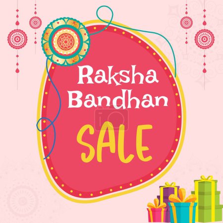 Illustration for Indian festival happy Raksha Bandhan sale banner design template. - Royalty Free Image