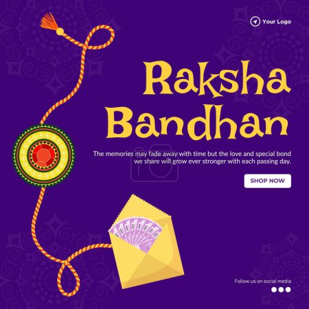 Ilustración de India festival religioso feliz Raksha Bandhan banner plantilla de diseño. - Imagen libre de derechos