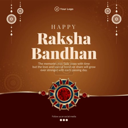 Illustration for Indian festival happy Raksha Bandhan banner design template. - Royalty Free Image