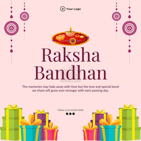 Illustration for Indian religious festival happy Raksha Bandhan banner design template. - Royalty Free Image