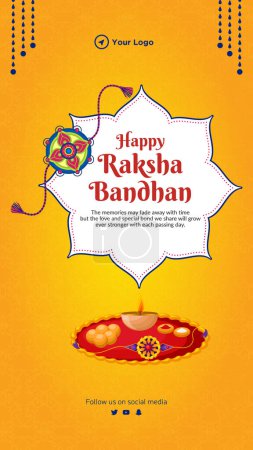 Ilustración de India festival religioso feliz Raksha Bandhan retrato plantilla diseño. - Imagen libre de derechos