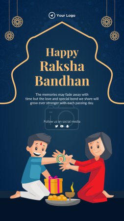 Illustration for Indian festival happy Raksha Bandhan portrait template design. - Royalty Free Image