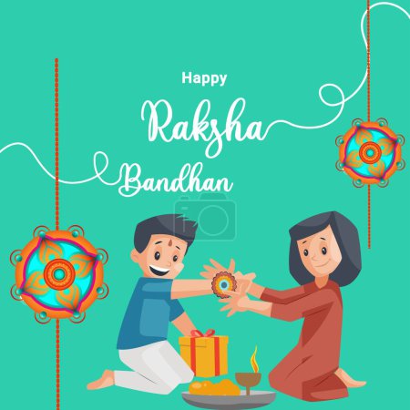 Illustration for Banner design of Indian religious festival happy raksha bandhan vector illustration. - Royalty Free Image