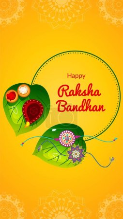 Illustration for Indian religious festival happy raksha bandhan portrait template design. - Royalty Free Image