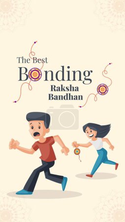 Illustration for Indian religious festival happy raksha bandhan the best bonding portrait template design. - Royalty Free Image