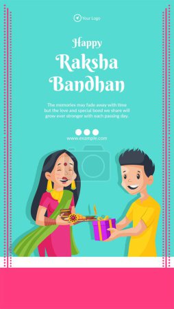 Illustration for Indian religious festival happy raksha bandhan portrait template design. - Royalty Free Image