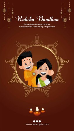 Illustration for Indian traditional festival happy Raksha Bandhan portrait template design. - Royalty Free Image