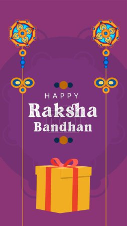 Illustration for Traditional Indian festival happy Raksha Bandhan portrait template design. - Royalty Free Image