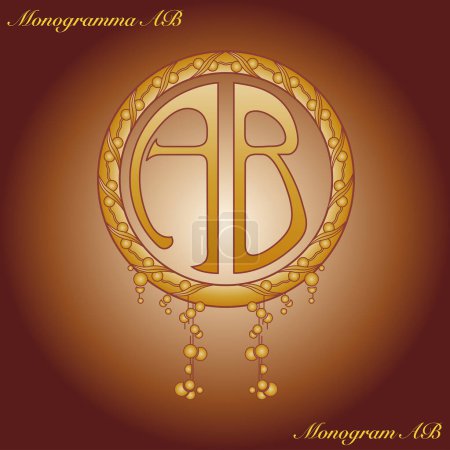 Photo for Monogramma "AB" liberty floreale Art Nouveau vettoriale - Royalty Free Image