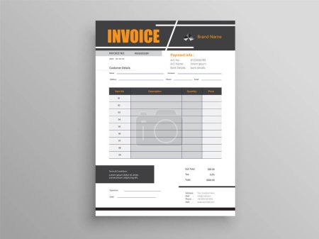 Illustration for Professional Trendy Invoice Design. Business invoice form template. Invoicing quotes, money bills or pricelist and payment agreement design templates. Tax form, bill graphic or payment receipt. - Royalty Free Image
