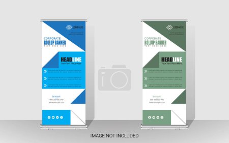 Illustration for Professional Business Agency roll-up banner or stand billboard , event ads design, Corporate Banner Template, advertisement, pull-up, polygon background, vector illustration, business flyer, and display banner for your Corporate business promotion. - Royalty Free Image