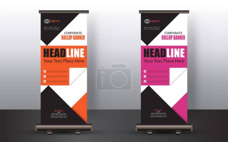 Illustration for Professional Business Agency roll-up banner or stand billboard , event ads design, Corporate Banner Template, advertisement, pull-up, polygon background, vector illustration, business flyer, and display banner for your Corporate business promotion. - Royalty Free Image