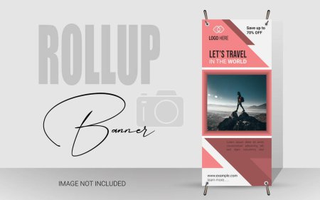 Professional Travel Agency roll-up banner, stand billboard, or corporate roll-up banner template, advertisement, pull-up, and promotional ads. Business Roll-Up Set. Standee Design. Banner Template.