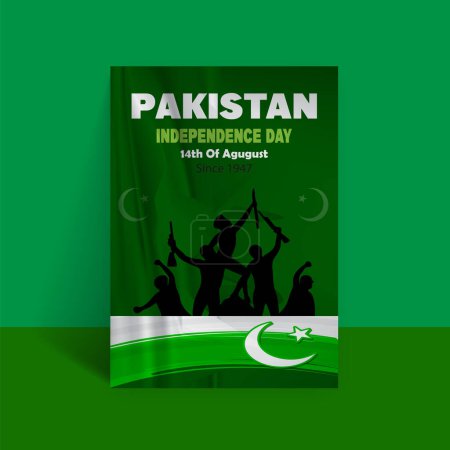 Happy 14th August Pakistani Independence Day Flyer Template Design