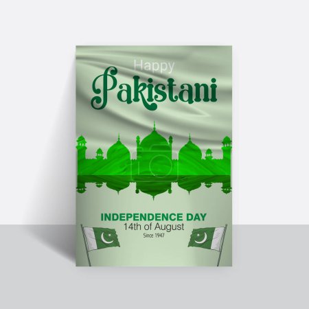Happy 14th August Pakistani Independence Day Flyer Template Design