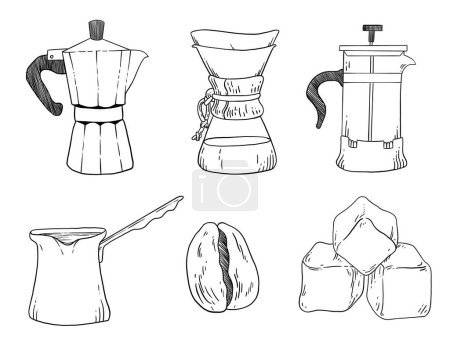 Illustration for Coffee icon set vintage illustration - Royalty Free Image