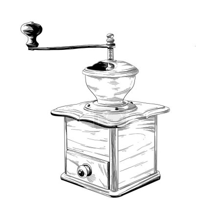 Illustration for Old vintage coffee grinder illustration - Royalty Free Image