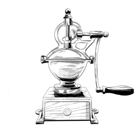 Illustration for Vintage old coffee grinder illustration - Royalty Free Image