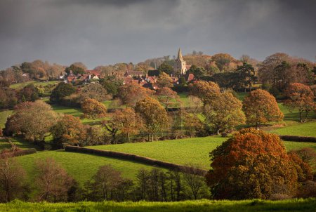 Photo for Dallington church and autumn countryside on the high weald in east Sussex south east England UK - Royalty Free Image