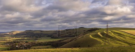 Photo for Fine views east from the Fulking escarpment on the south downs West Sussex south east England UK - Royalty Free Image