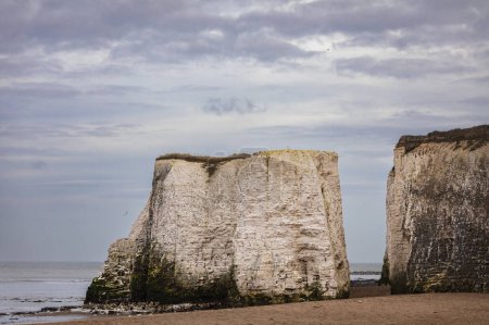 Photo for The distinctive sea stacks and chalk cliffs at Botany Bay Broadstairs on the coast of north east Kent south east England UK - Royalty Free Image