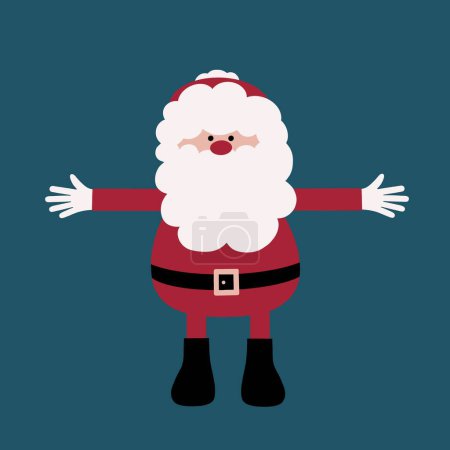 Illustration of a fun quirky Santa with arms stretched out in a wide welcome. Santa hug. Quirky cartoon style Father Christmas, perfect for the holiday season.-stock-photo