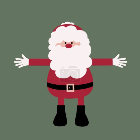 Illustration of a fun quirky Santa with arms stretched out in a wide welcome. Santa hug. Quirky cartoon style Father Christmas, perfect for the holiday season.-stock-photo