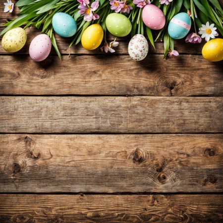 emmpty wooden table background easter spring theme