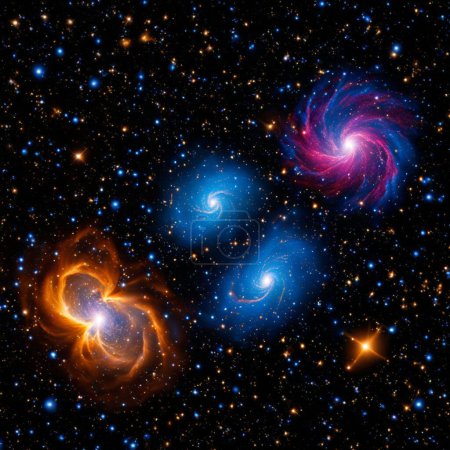 Vibrant image of the galaxy cluster taken with latest Space Telescope.