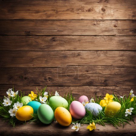 emmpty wooden table background easter spring theme