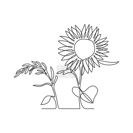 Téléchargez les photos : Un dessin en ligne continue d'une belle fleur sur un fond blanc vectoriel illustration. Design avec design linéaire noir minimaliste isolé. Thèmes de fleurs pour votre entreprise asset design. - en image libre de droit