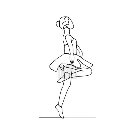 Illustration for One continuous line drawing of Ballerina vector illustration. Ballet dance is a form of classical dance that originated in Renaissance Italy. Ballerina concept design in simple continuous line style. - Royalty Free Image