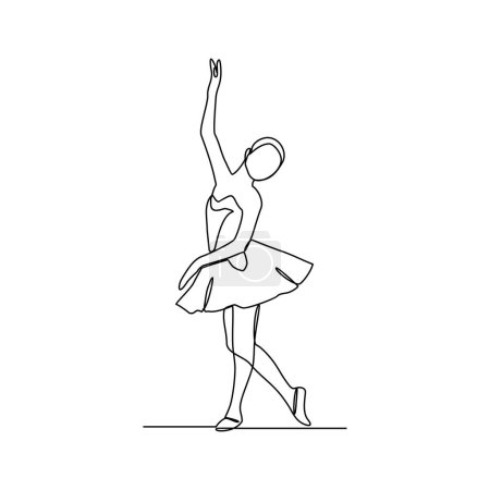 Téléchargez les photos : Un dessin linéaire continu de l'illustration vectorielle de Ballerina. Le ballet est une forme de danse classique originaire de l'Italie de la Renaissance. Conception de concept de ballerine dans un style de ligne continue simple. - en image libre de droit
