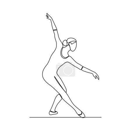 One continuous line drawing of Ballerina vector illustration. Ballet dance is a form of classical dance that originated in Renaissance Italy. Ballerina concept design in simple continuous line style.