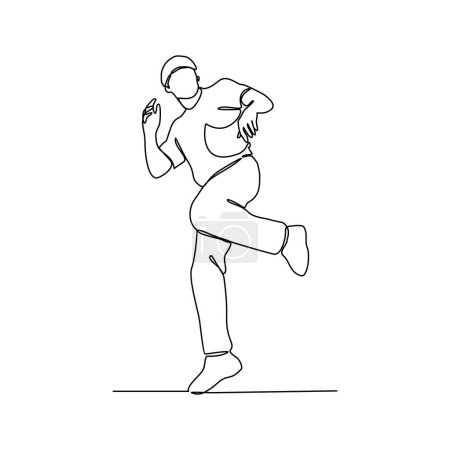 Ilustración de Un dibujo de línea continua de una ilustración de diseño de vectores de personas breakdance. Breakdance consta de cuatro elementos principales: Toprock, Downrock, Power se mueve y Freezes. Concepto de diseño Breakdance. - Imagen libre de derechos
