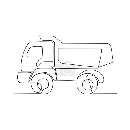 Illustration for One continuous line drawing of truck as land vehicle with white background. Land transportation design in simple linear style. Non coloring vehicle design concept vector illustration. - Royalty Free Image