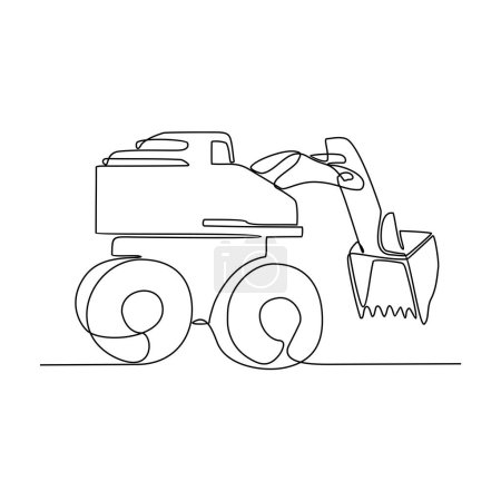 Illustration for One continuous line drawing of excavator in the site project . Construction Project design concept with simple linear style. Construction Project vector design illustration concept. - Royalty Free Image