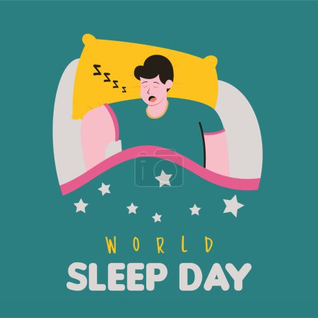 Photo for World sleep day background illustrtaion. Person sleeping in bed background - Royalty Free Image