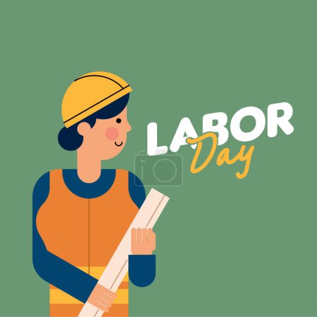 Happy Labor Day Illustration Background. International Labour Day Background. Worker Character Flat Design Illustration