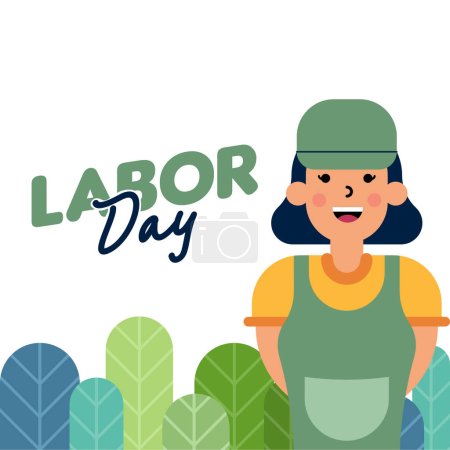 Téléchargez les photos : Happy Labor Day Illustration Contexte. Journée internationale du travail Contexte. Illustration de conception plate de caractère de travailleur - en image libre de droit