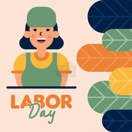 Téléchargez les photos : Happy Labor Day Illustration Contexte. Journée internationale du travail Contexte. Illustration de conception plate de caractère de travailleur - en image libre de droit