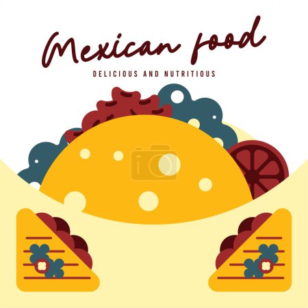 Foto de Fondo de comida mexicana. Fondo de ilustración de comida mexicana plana con iconos de alimentos - Imagen libre de derechos
