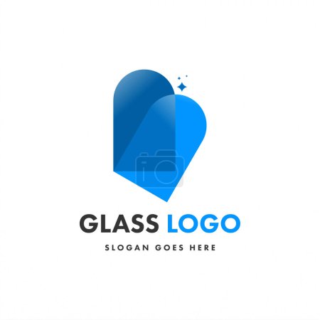 Téléchargez les photos : Modèle de conception de logo en verre. Modèle de logo créatif en verre plat. Concept créatif logo design de verre - en image libre de droit