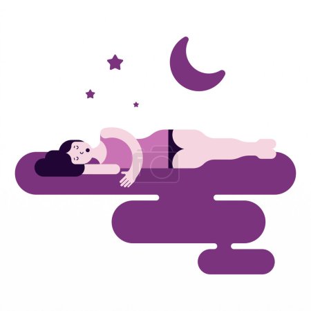 Téléchargez les photos : Journée internationale de sommeil avec une illustration de personnage féminin endormi - en image libre de droit