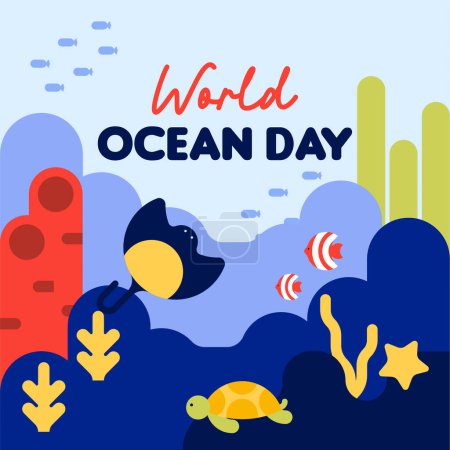 Fondo del día oceánico mundial. Plantilla de folleto para la celebración del día mundial de los océanos
