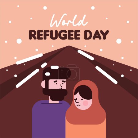 World refugee day illustration background. Worldwide refugee memorial day background