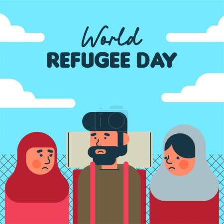Illustration Journée mondiale des réfugiés. Journée commémorative mondiale des réfugiés