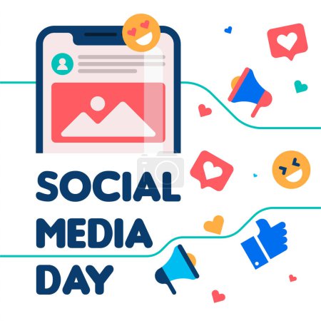 Photo for Flat social media day banner template. Flat instagram posts collection for social media day celebration - Royalty Free Image