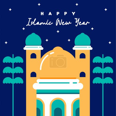 Foto de Año nuevo islámico ilustración fondo. Colección de tarjetas de felicitación planas para la celebración del año nuevo islámico - Imagen libre de derechos