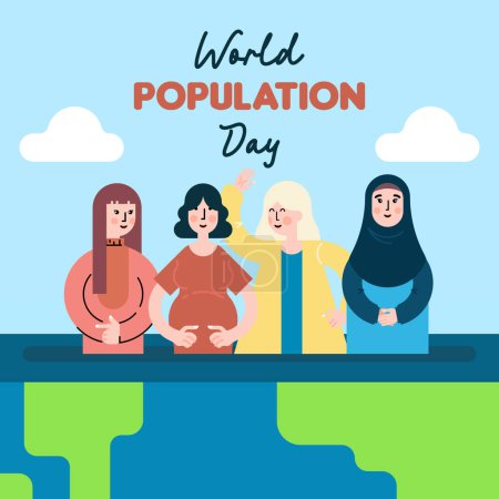 Téléchargez les photos : Journée mondiale de la population. Illustration pour la sensibilisation à la Journée mondiale de la population - en image libre de droit